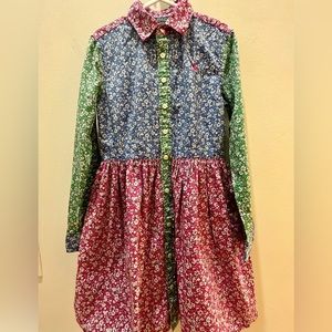 Polo by Ralph Lauren Floral Cotton Shirtdress Buttoned Placket Girls Size 10